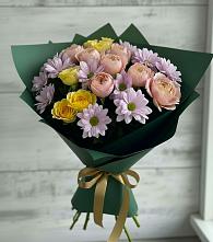 Букет цветов из:  Хризантемы и Розы в Троицком Воронежской области