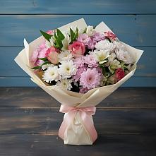 Букет цветов из:  Хризантемы, Альстромерии и Розы в Троицком Воронежской области