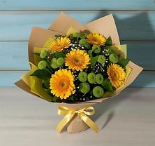 Букет цветов из:  Герберы и Хризантемы в Троицком Воронежской области