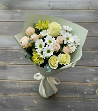 Букет цветов из:  Альстромерии, Розы и Хризантемы в Троицком Воронежской области